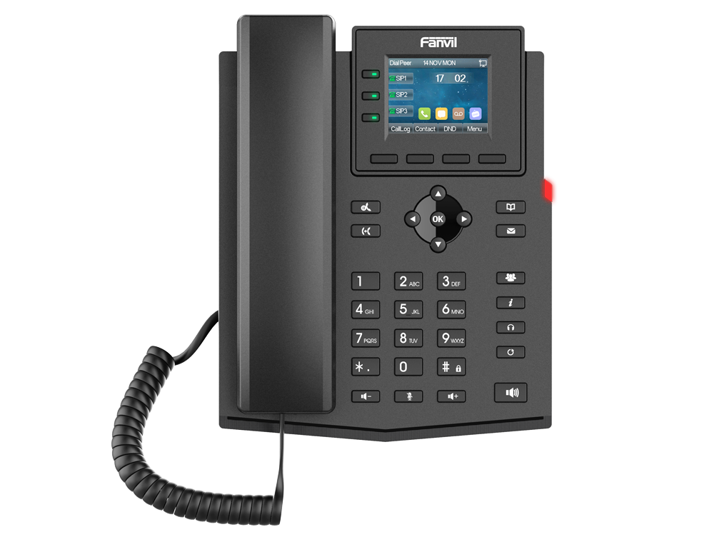 TELEFONO IP EMPRESARIAL FANVIL, 4 LINEAS SIP, PANTALLA LCD2.4IN, 1000 REGISTROS, CANCELADOR DE ECO