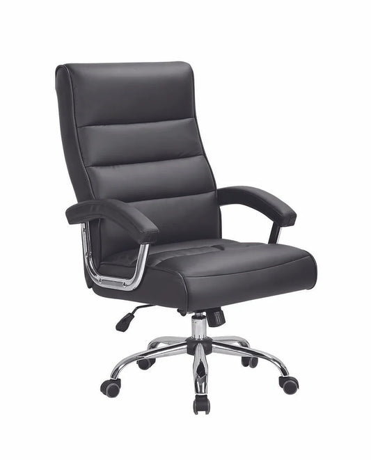 Silla Ejecutiva Respaldo Alto, Cojín Doble Felpa, Reposabrazos Acolchado Extra Ancho, Base Cromada