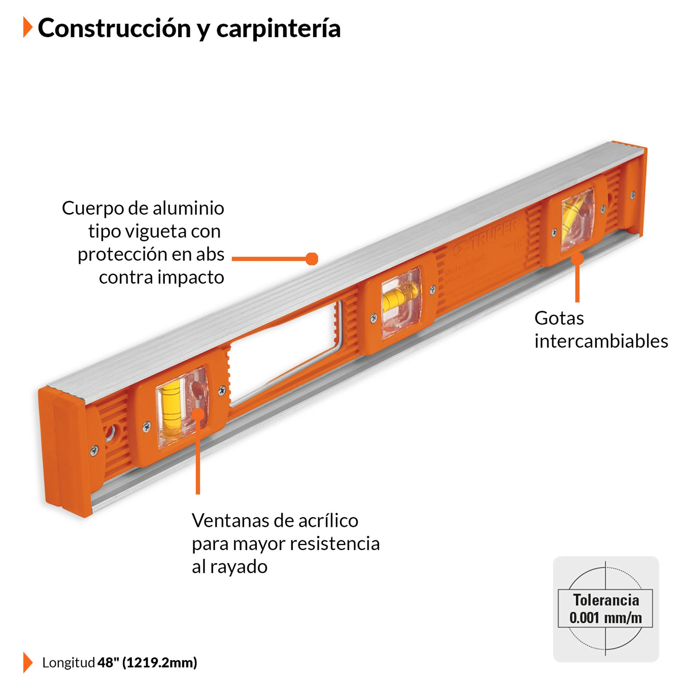 Nivel de Aluminio Truper / 12 Pulgadas.