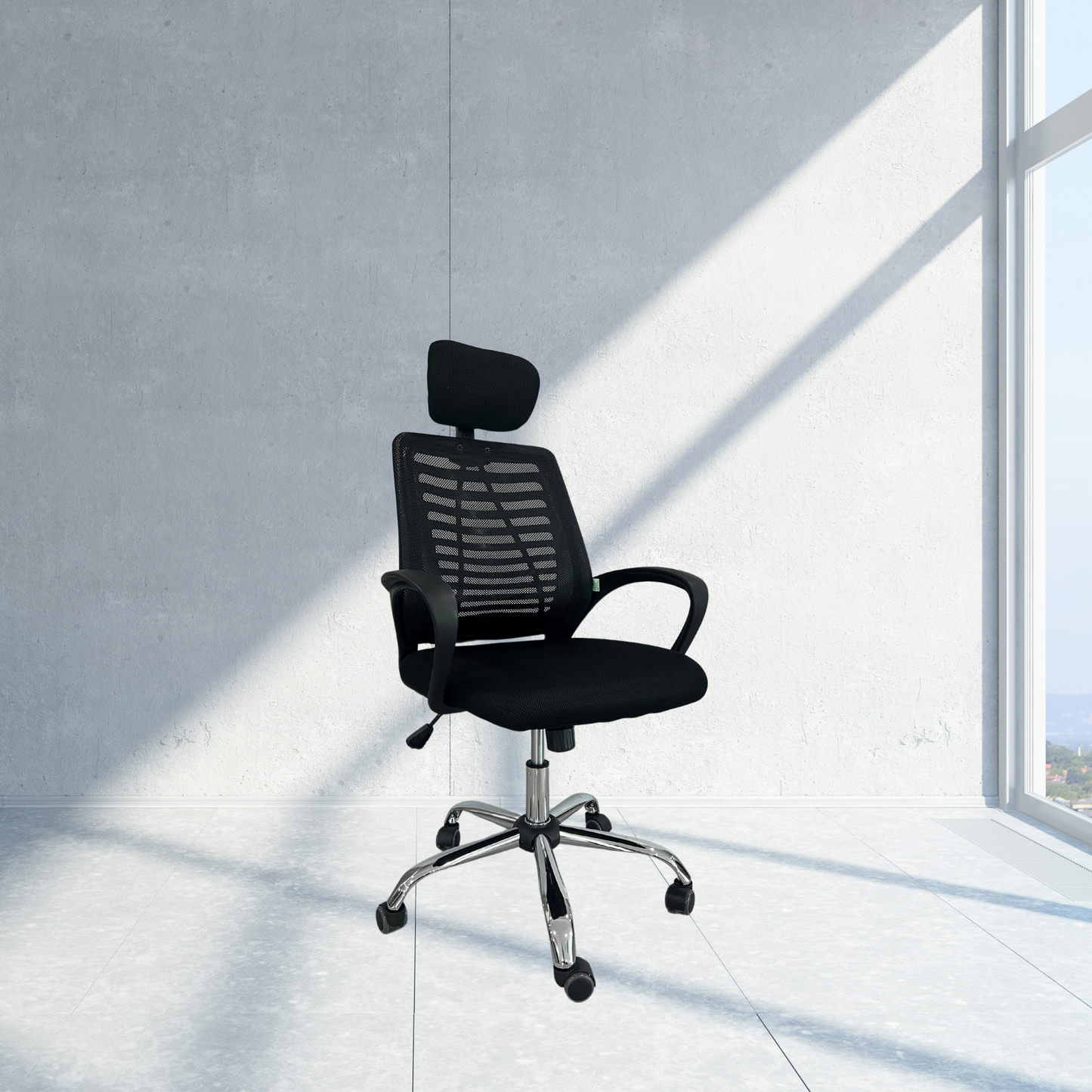 SILLA EJECUTIVA SIT, BASE CROMADA, COLOR NEGRO, 200 LBS