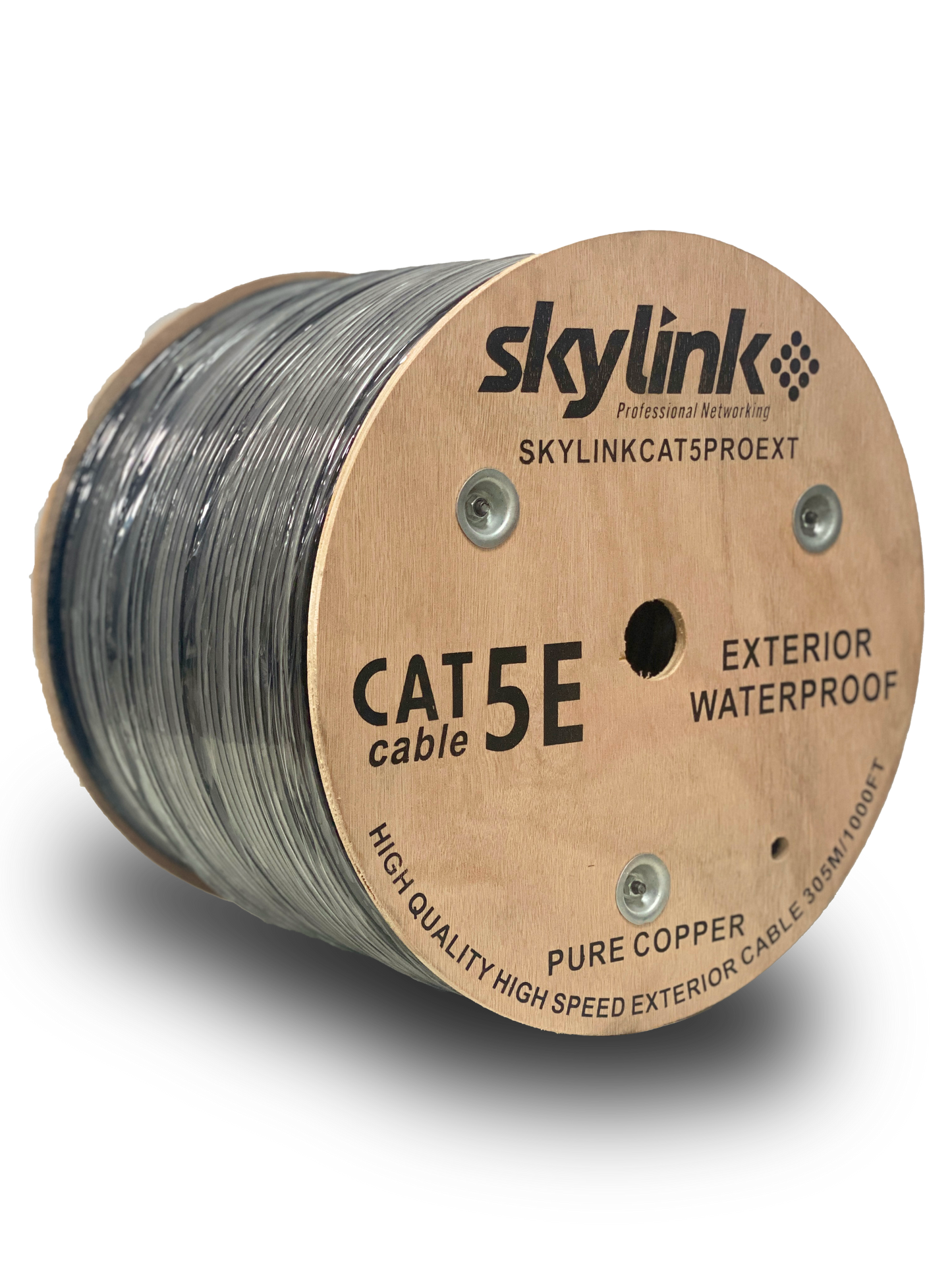 CABLE CAT5 100% COBRE SKYLINK UTP COLOR NEGRO 1000 PIES POR ROLLO, EXTERIOR, CERTIFICADO RoHS, CCE