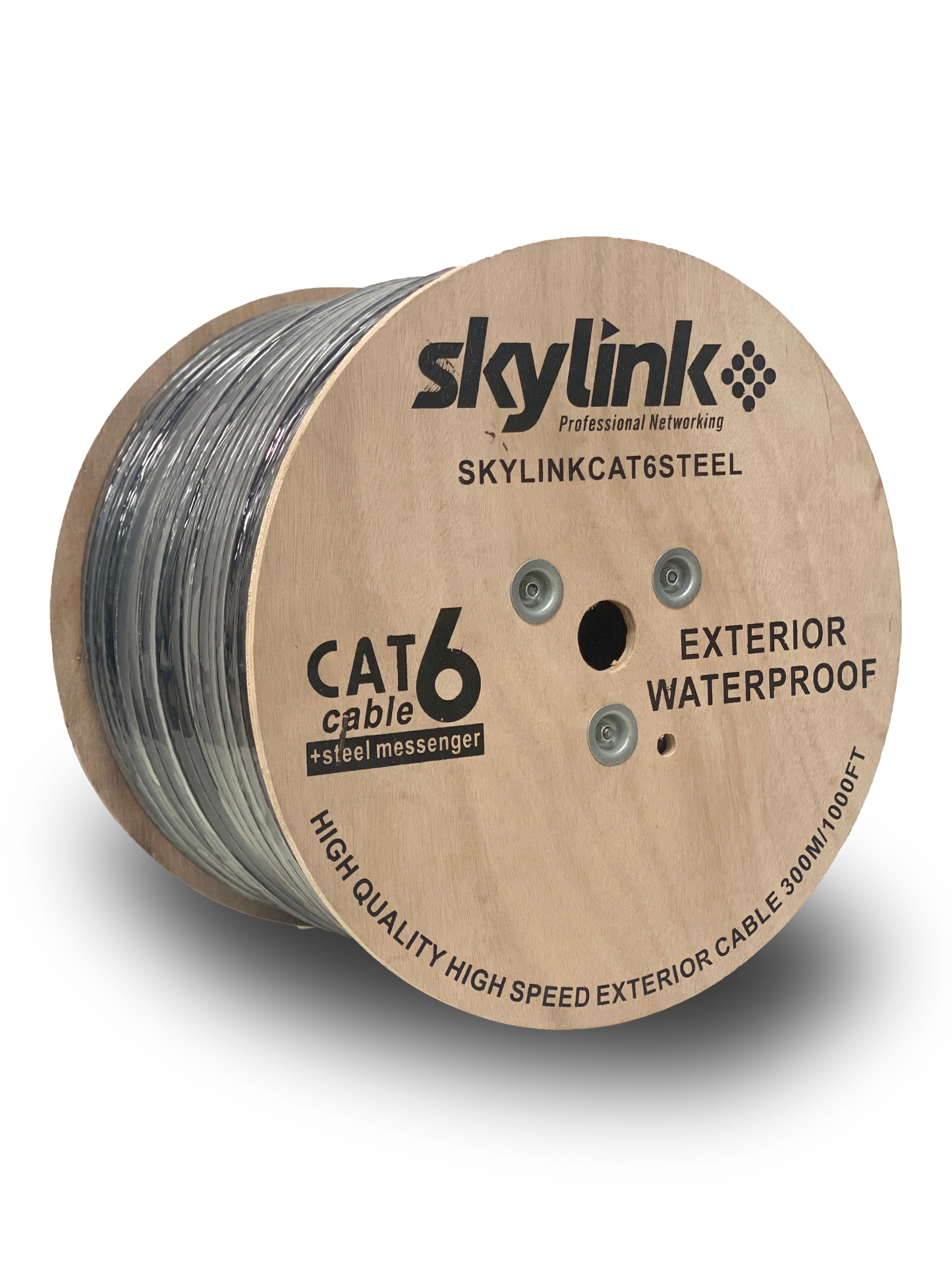 CABLE CAT6 100% COBRE SKYLINK UTP COLOR NEGRO 1000 PIES POR ROLLO, EXTERIOR, CERTIFICADO RoHS, CCE