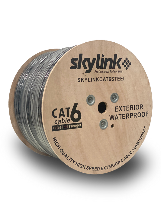 CABLE CAT6 100% COBRE SKYLINK UTP COLOR NEGRO 1000 PIES POR ROLLO, EXTERIOR, CERTIFICADO RoHS, CCE