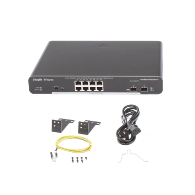 Switch Ruijie Administrable POE con 8 Puertos Gigabit 802.3af/at + 2 SFP.