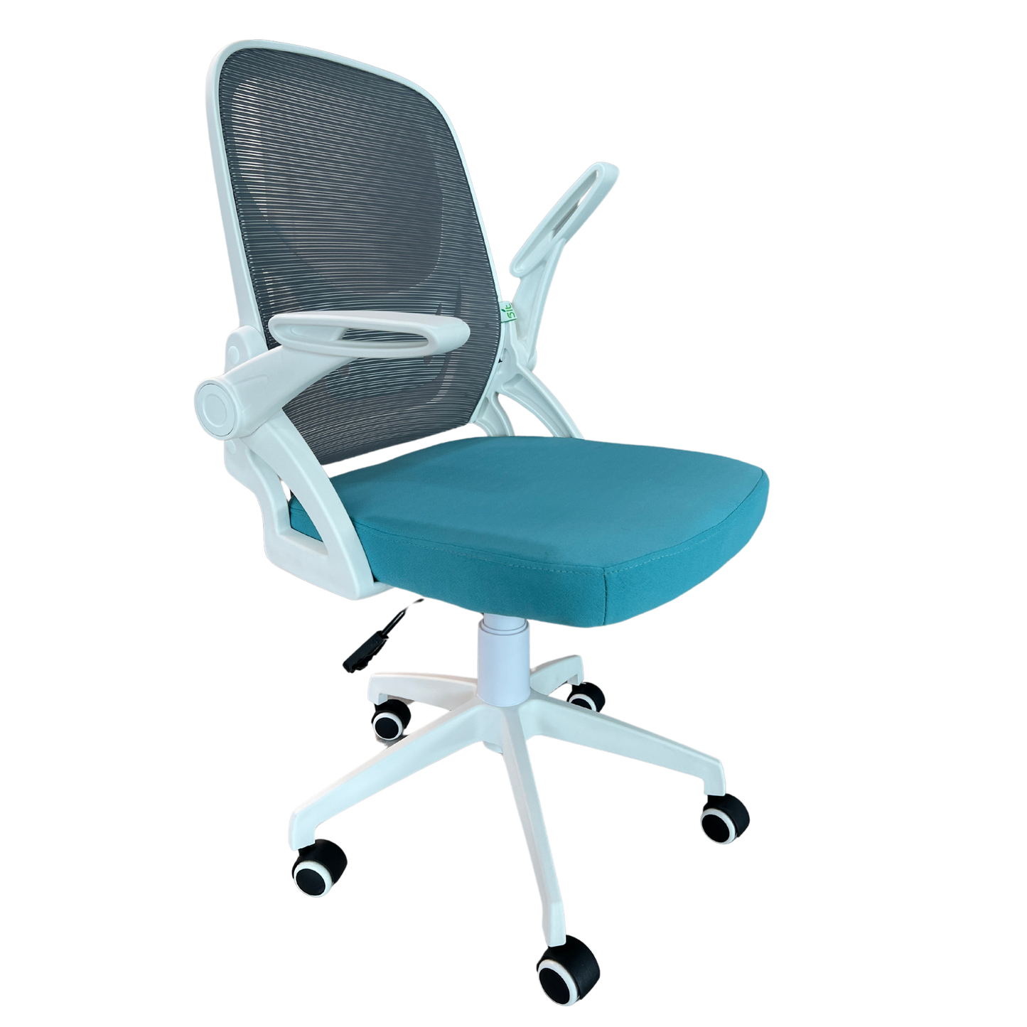 Silla Ejecutiva SIT / Tela de Malla, Color AZUL, Base de PVC Color Blanco.
