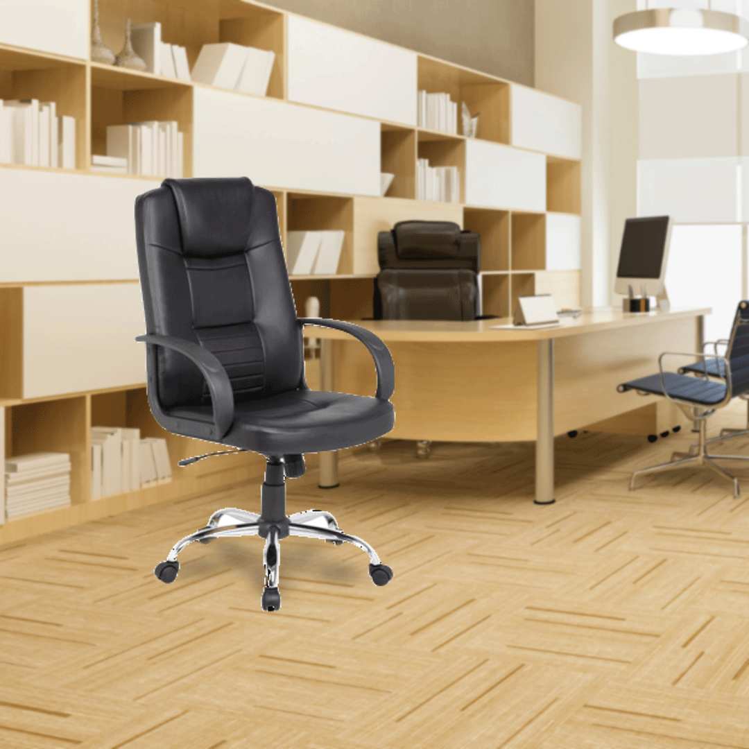 SILLA EJECUTIVA SIT, RESPALDAR ALTO, PIEL SINTETICA, 250 LBS, BASE CROMADA