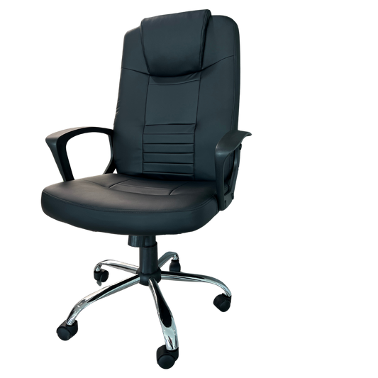 SILLA EJECUTIVA SIT, RESPALDAR ALTO, PIEL SINTETICA, 250 LBS, BASE CROMADA