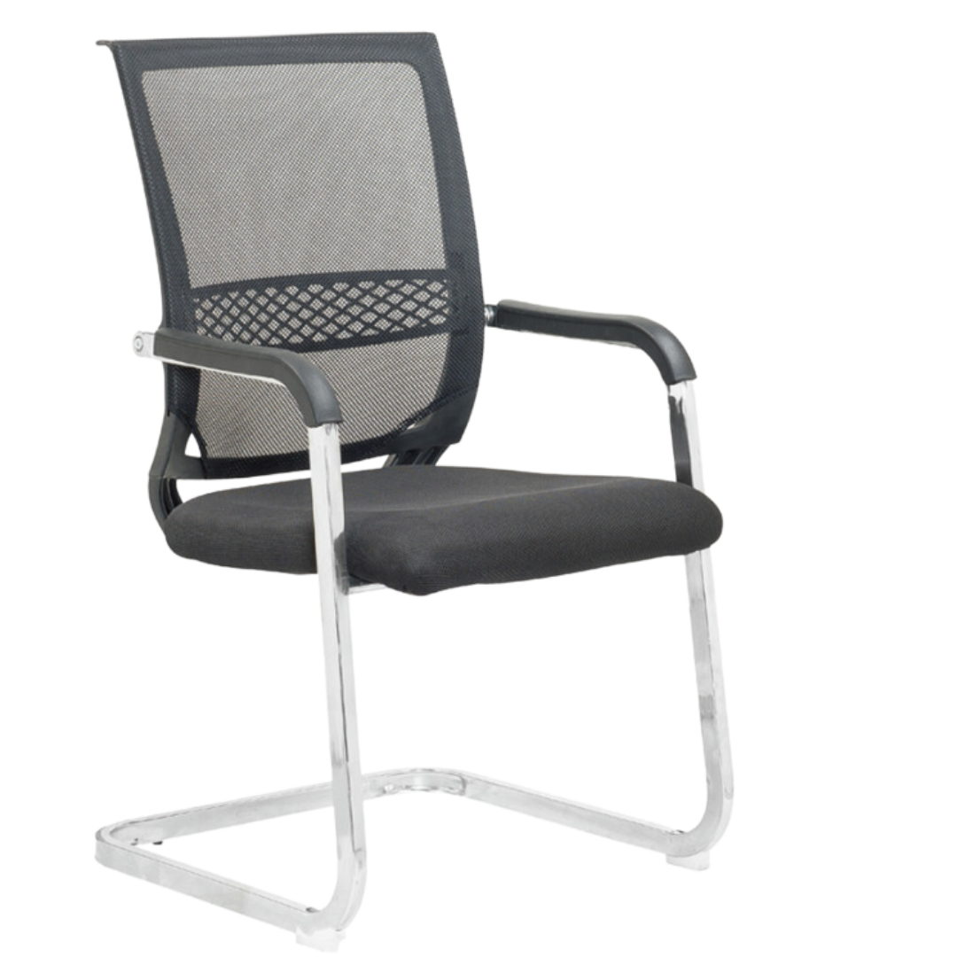 SILLA DE ESPERA Y RECEPCION SIT, COLOR NEGRA, RESPALDO DE MALLA, SOPORTE LUMBAR, PESO 220LBS