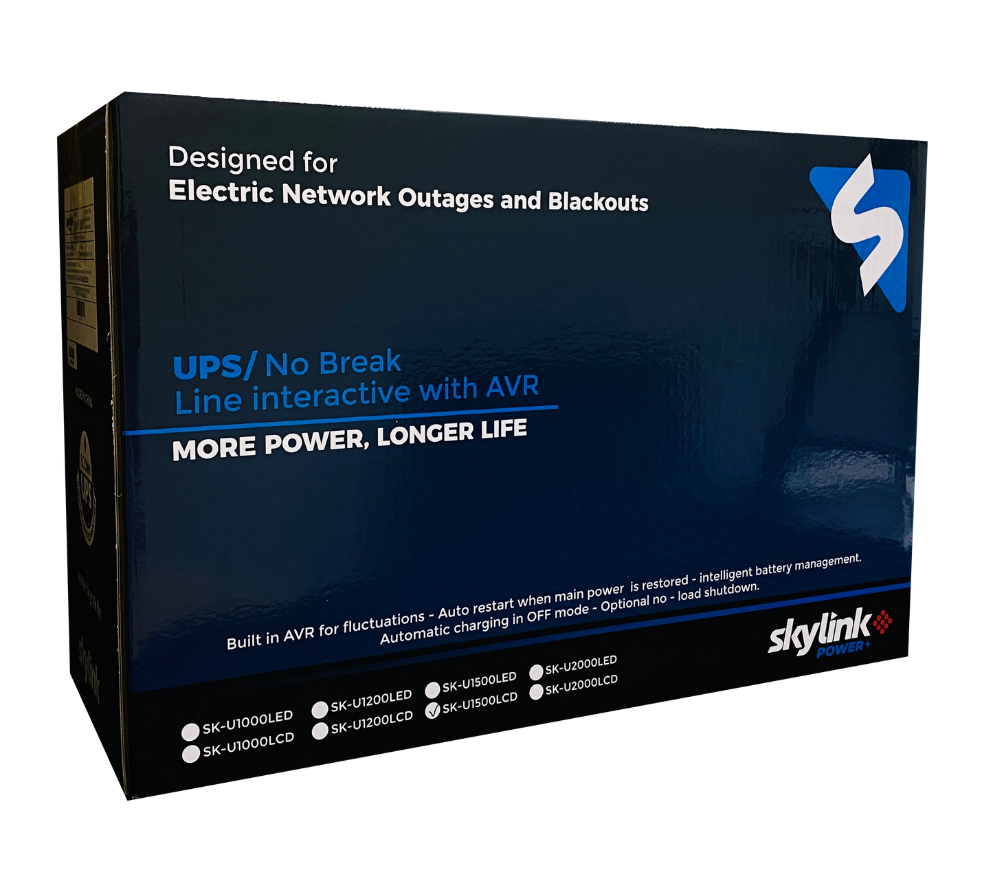 BATERIA UPS SKYLINK DE 1500VA/900W, LÍNEA INTERACTIVA ENTRADA/SALIDA 120 VCA,  REGULADOR DE VOLTAJE