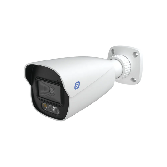 Cámara Bala IP 8MP EPCOM GEN3, Estrobo, Sirena, POE, Color 24/7, 30MTS, IP66, Audio 2 Vías, Metal, NDAA