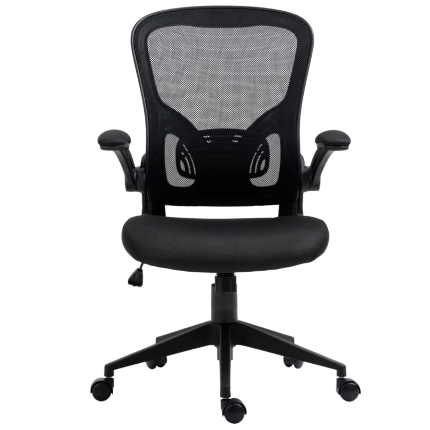 Silla de oficina respaldar medio SIT,superficie de nylon negro Reposabrazos ajustables y puma lumbar
