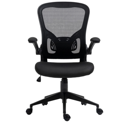 Silla de oficina respaldar medio SIT,superficie de nylon negro Reposabrazos ajustables y puma lumbar