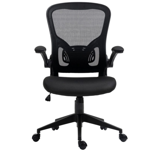 Silla de oficina respaldar medio SIT,superficie de nylon negro Reposabrazos ajustables y puma lumbar