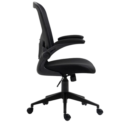 Silla de oficina respaldar medio SIT,superficie de nylon negro Reposabrazos ajustables y puma lumbar