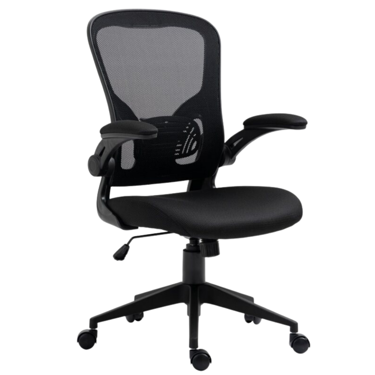 Silla de oficina respaldar medio SIT,superficie de nylon negro Reposabrazos ajustables y puma lumbar