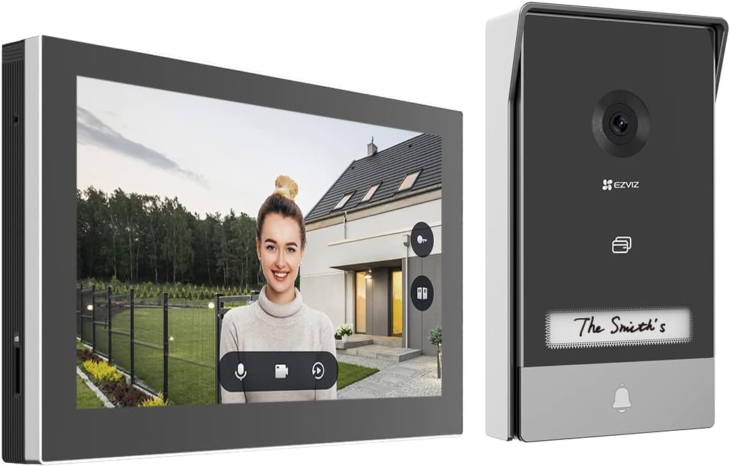 VIDEOPORTERO EZVIZ 4MP PANTALLA Y TIMBRE, DETECCION DE PERSONAS, IP67, AUDIO 2 VIAS, DESBLOQUEO RFID