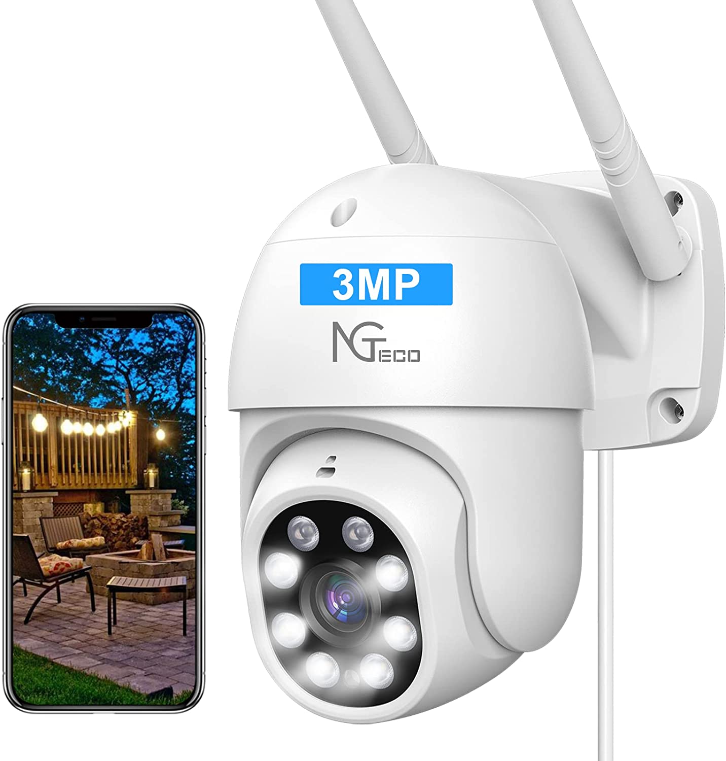Cámara Zkteco IP Wifi 3MP para Exterior / Lente 3.6mm / Detección Humana /  IR DE 5-20 Mts.
