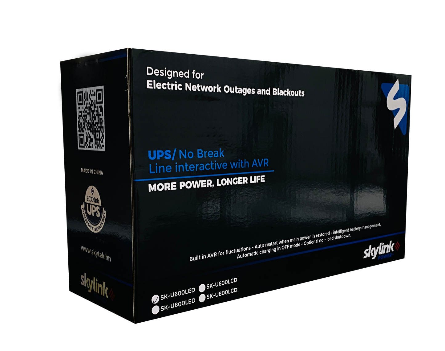 BATERIA UPS SKYLINK DE 600VA/360W, LÍNEA INTERACTIVA ENTRADA Y SALIDA 120 VCA,  REGULADOR DE VOLTAJE