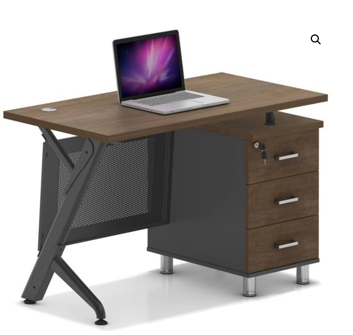 ESCRITORIO OFICINA CON BASE METÁLICA DE 3 CAJONES SIT, TAPA DE MADERA Y BASE METÁLICA