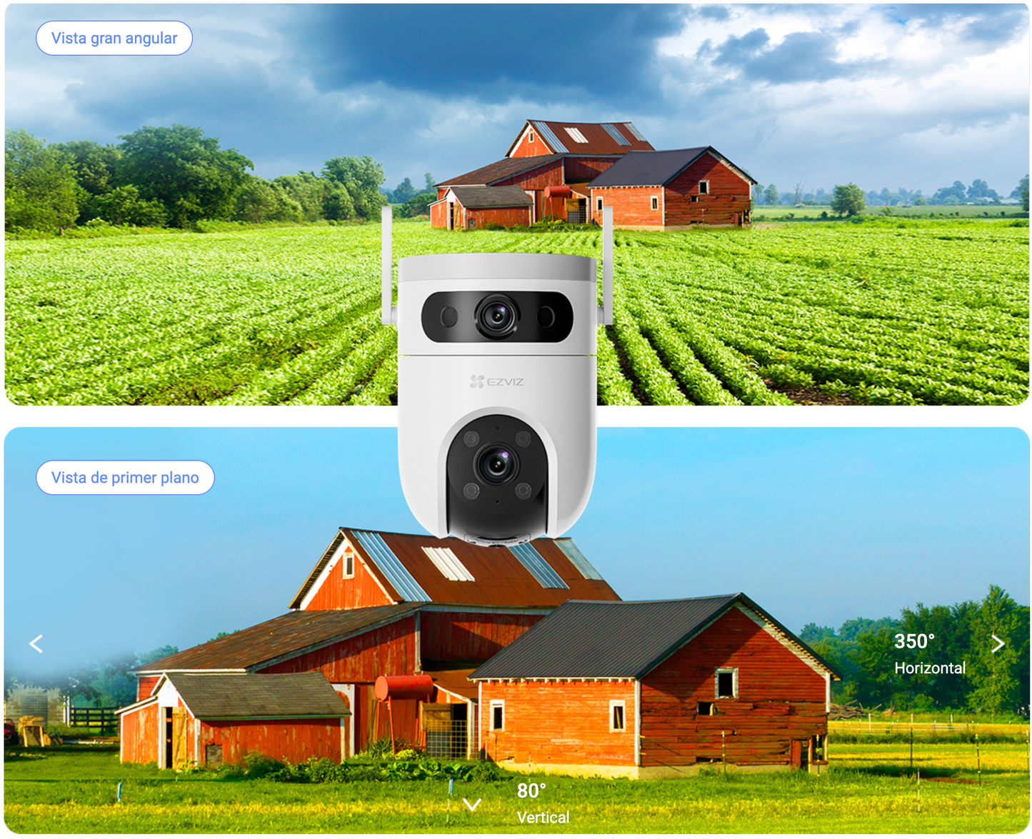 CAMARA EZVIZ WIFI DOBLE LENTE, 2K/2K, IP66, COLOR 24/7, AUDIO BIDIRECCIONAL, 360°PANORAMICA PTZ