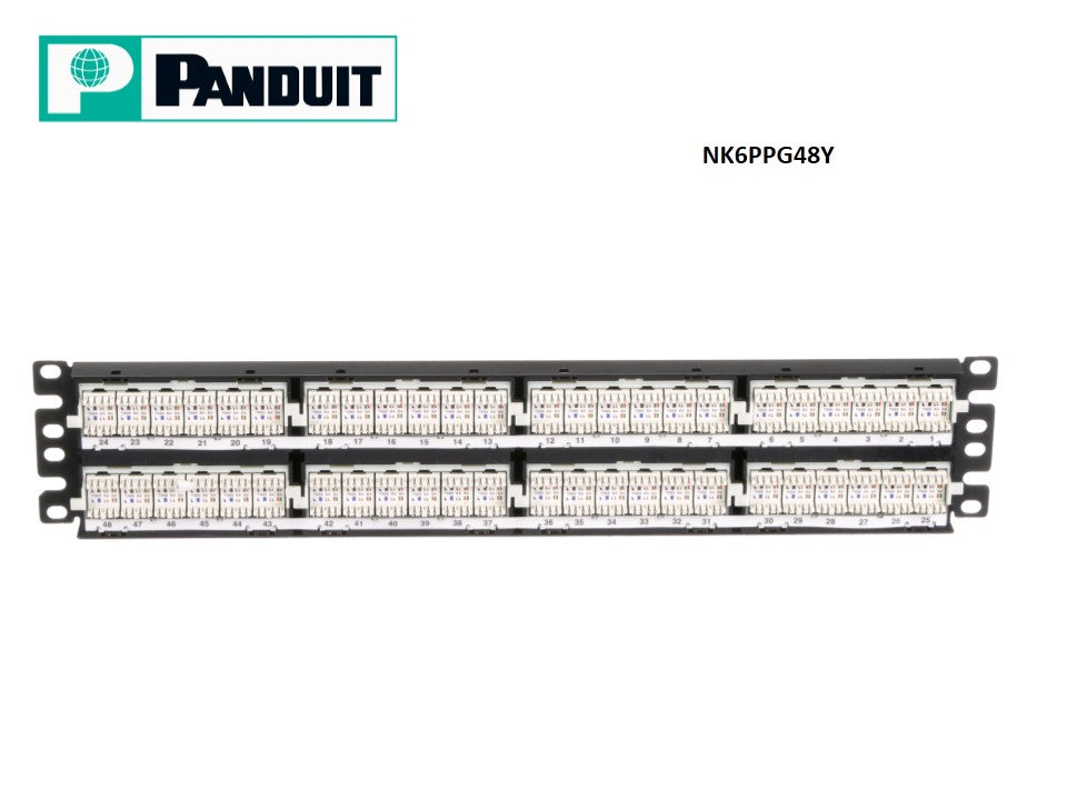 Patch panel 48 puertos Cat6 Netkey Panduit NK6PPG48Y