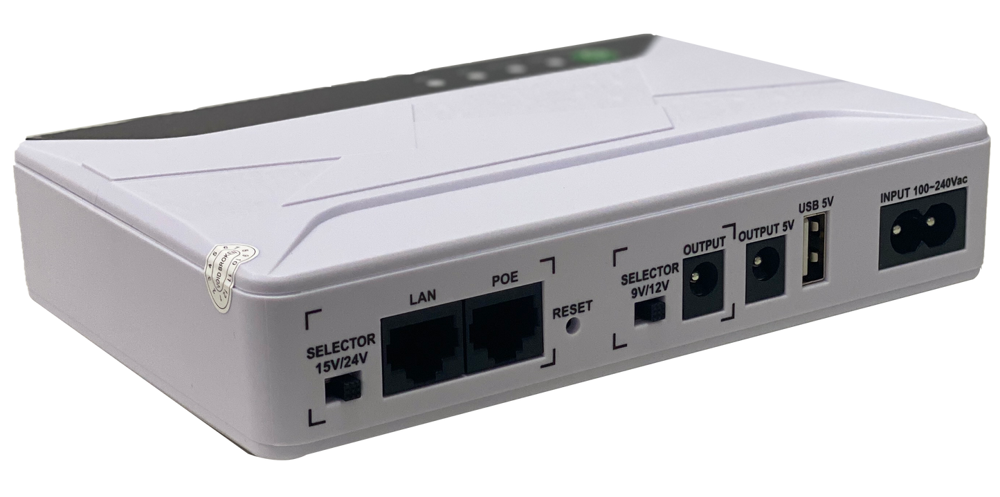 MINI DC UPS SKYLINK PORTATIL 9V/12V SELECT /5V USB /POE 15V/24V / DC PORT 17 WATTS BATTERIA 8000mAh