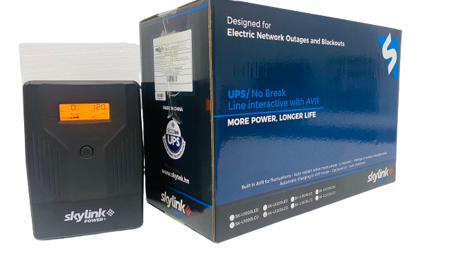 BATERIA UPS SKYLINK DE 1200VA/720W, LÍNEA INTERACTIVA ENTRADA/SALIDA 120 VCA,  REGULADOR DE VOLTAJE