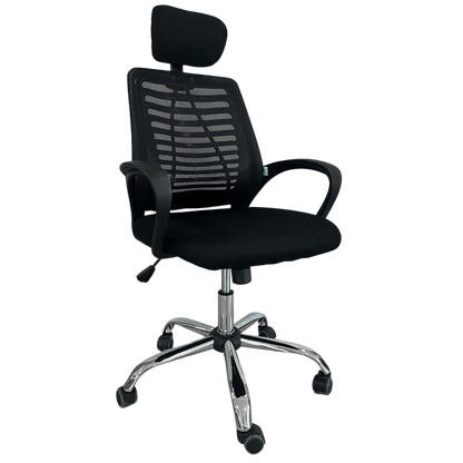 SILLA EJECUTIVA SIT, BASE CROMADA, COLOR NEGRO, 200 LBS