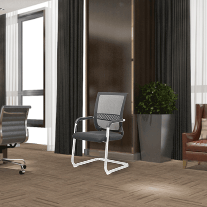 SILLA DE ESPERA Y RECEPCION SIT, COLOR NEGRA, RESPALDO DE MALLA, SOPORTE LUMBAR, PESO 220LBS
