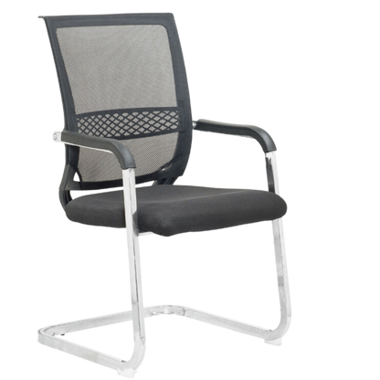 SILLA DE ESPERA Y RECEPCION SIT, COLOR NEGRA, RESPALDO DE MALLA, SOPORTE LUMBAR, PESO 220LBS