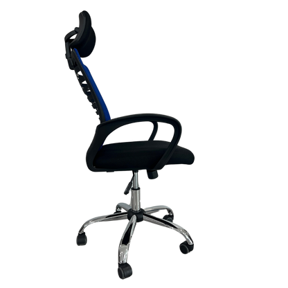 SILLA EJECUTIVA SIT, BASE CROMADA, COLOR AZUL, 200 LBS