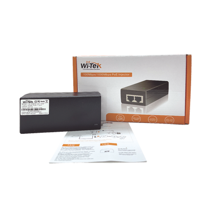 Inyector POE 30W / PoE 802.3 af/at / 48V / Conexión Plug and Play / Alcance de hasta 100 Mts.