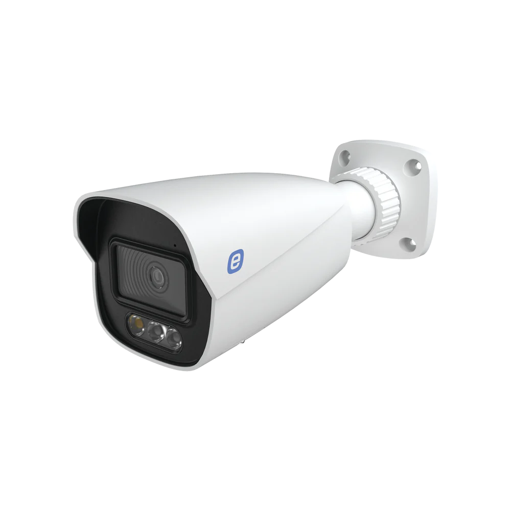 Cámara Bala IP 8MP EPCOM GEN3, Estrobo, Sirena, POE, Color 24/7, 30MTS, IP66, Audio 2 Vías, Metal, NDAA