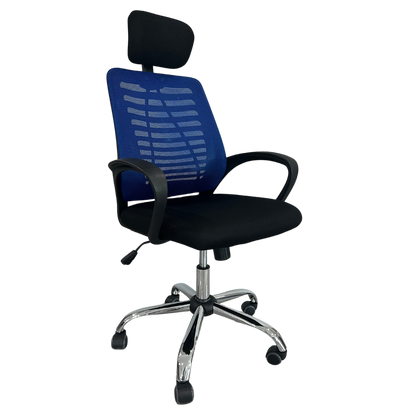 SILLA EJECUTIVA SIT, BASE CROMADA, COLOR AZUL, 200 LBS