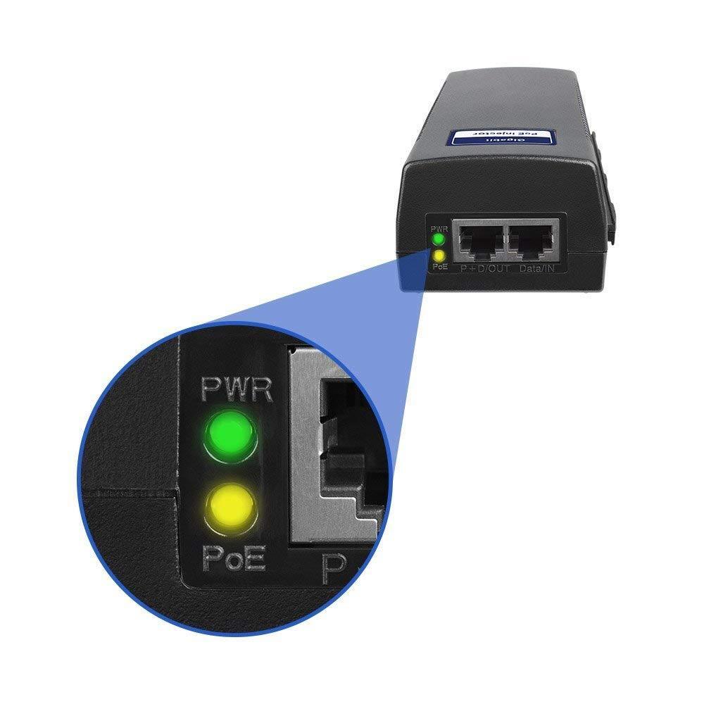 Inyector Gigabit POE+ de un solo puerto / BV / 10/100/1000 Mbps / 30 W de energía.