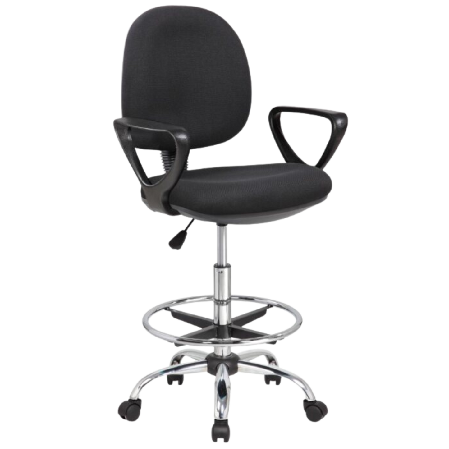 SILLA SECRETARIAL,TELA DE MALLA,ALTURA ALTA CON ANILLO PARA PIE, NEUMÁTICO DE ALTURA,COLOR NEGRA