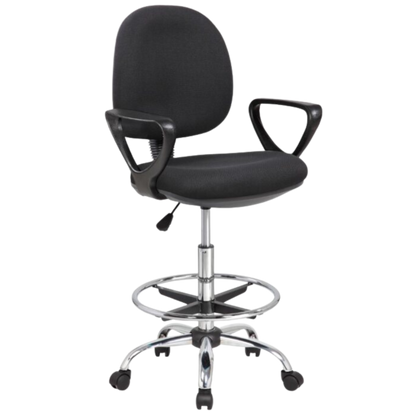 SILLA SECRETARIAL,TELA DE MALLA,ALTURA ALTA CON ANILLO PARA PIE, NEUMÁTICO DE ALTURA,COLOR NEGRA