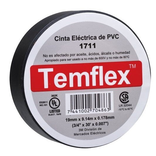 Cinta Aislante 3/4x60 3M / Temflex / 19mmx18.3 mts.