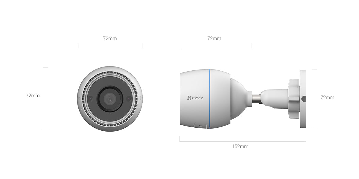 Cámara Wifi Ezviz 2MP / Visión Nocturna / Resistente al agua y polvo / Detección de Movimiento / MicroSD.