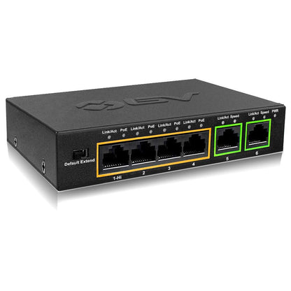 Switch BV DE 4 puertos POE + 2 Uplink / 100 MBPS / 60W / 802.3 AT.