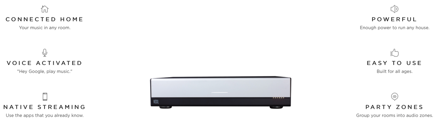 Amplificador VSSL 50W / Zona única VSSL / Chromecast / Airplay, Spotify / Google Assist.