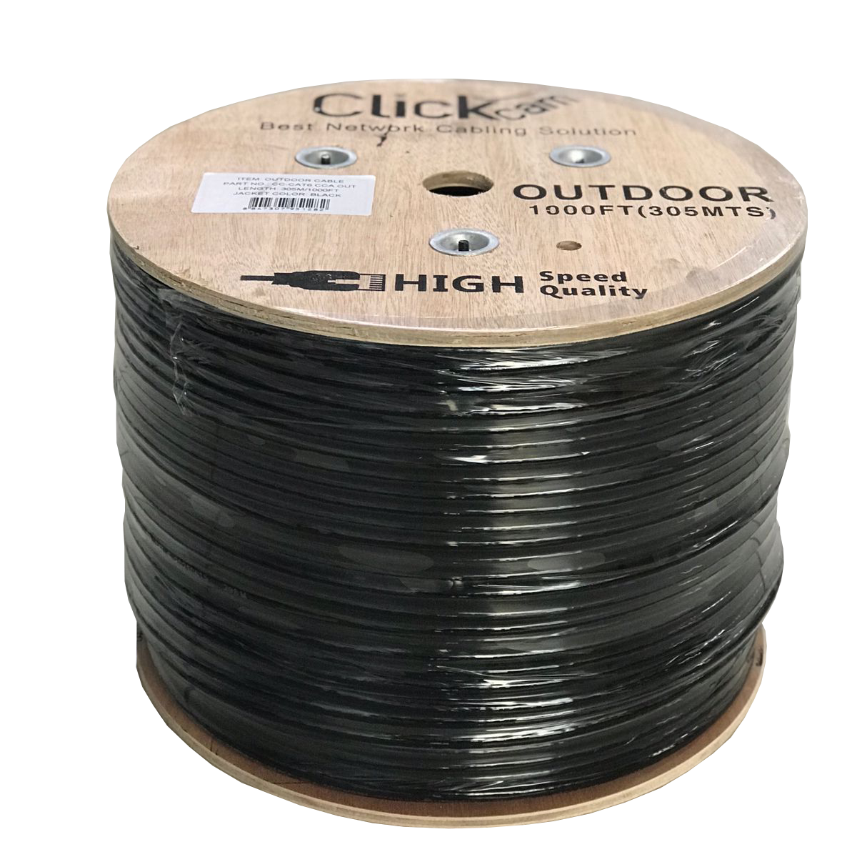 Cable Click Cam UTP CAT6 / Exterior / Color Negro / Doble Forro.