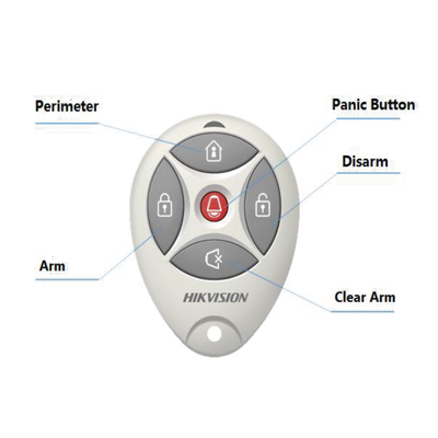 Control Remoto Hikvision AXHUB tipo Llavero con 5 Botones y Led Indicador.