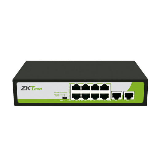 Switch ZkTeco de 8 Puertos POE RJ45 10/100 MBPS / No Administrable / 250 mts.