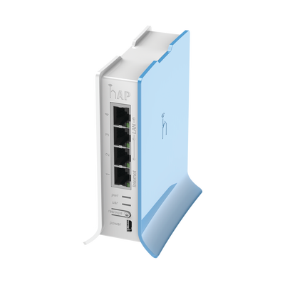 Router de 4 Puertos MikroTik / Wi-Fi 2.4 GHz 802.11 b/g/n / Base Tipo Torre.