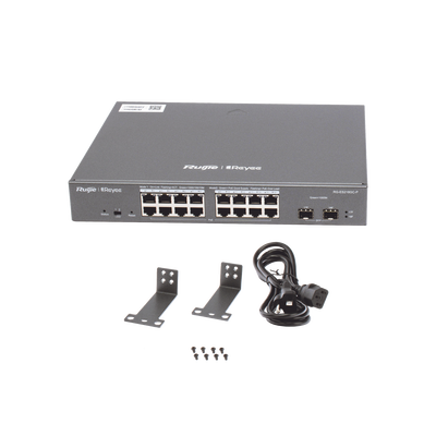 Switch Ruijie Administrable 16 Puertos Gigabit PoE 802.3af/at + 2 SFP 240W.