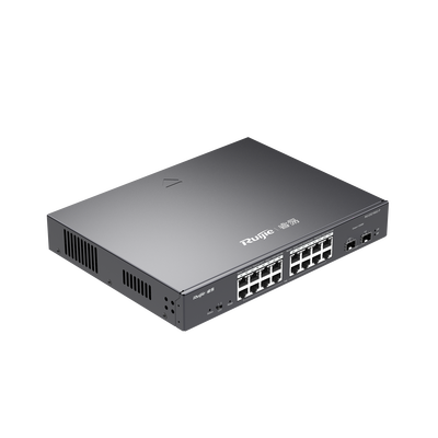 Switch Ruijie Administrable 16 Puertos Gigabit PoE 802.3af/at + 2 SFP 240W.