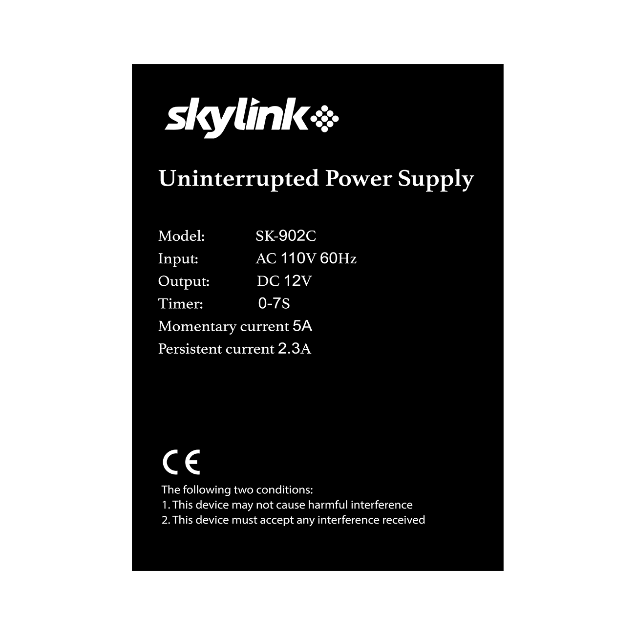 Fuente de poder Skylink con Gabinete / 2 relay con timer / 0.7 Seg / 5AMP-12V.