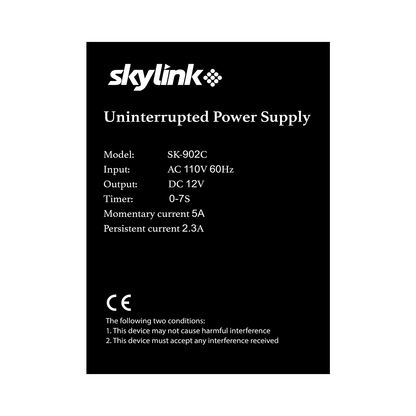 Fuente de poder Skylink con Gabinete / 2 relay con timer / 0.7 Seg / 5AMP-12V.