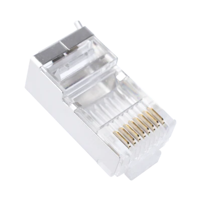 Bote con 100 Piezas de Plug Modular RJ45 Cat6 Blindado con pin de Tierra.